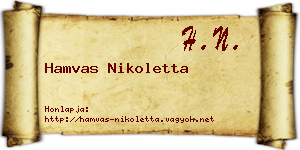 Hamvas Nikoletta névjegykártya